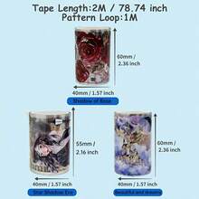 2m/Roll Red Rose Transparent PET Tape Lady Masking Tape 3D Crystal Ink Decorative Stickers For Diary Scrapbooking Journal Stationery 100cm Loop - Tape - View 2