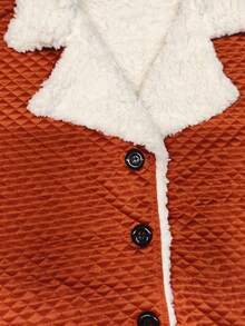 Vivi Women's Plus Size Coat With Button, Plush, Thick, Long Sleeve Winter - 亮橙色 - 查看 5