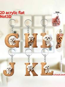 [2D Flat] 1PC 2D Acrylic Maltese Dog Letter Novelty Keychain For Women, Holiday Gift Decorative Key Pendant, Car Key Chain, Backpack Wallet Key Chain - Dog - View 5