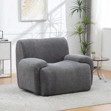 Chenille Armchair With Footrest, Vacuum-Packed With 30D High-Elasticity Foam Padding, No Assembly Required, Ideal For Living Rooms And Small Spaces - Ivory - 灰色 - 查看 6