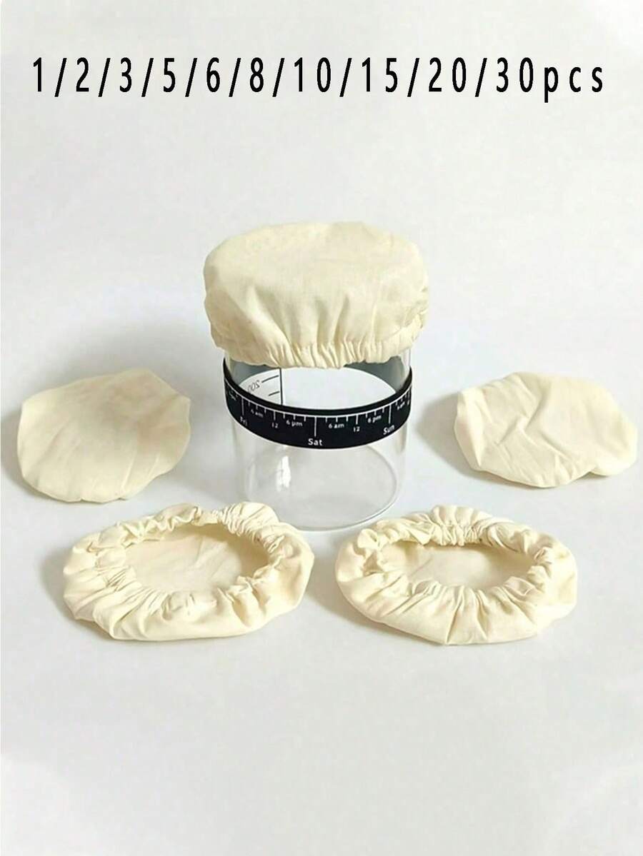1/2/3/5/6/8/10/15/20/30 piezas Fundas elásticas reutilizables de tela, adecuadas para tanques de fermentación de yogur y pan, y fermentación de kombucha, perfectas para la organización de la cocina - Ver 1
