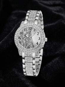 4 PIEZAS Reloj de pulsera de moda para mujer, Esfera con patrón digital floral exquisito, Elegante reloj de cuarzo + Anillo gratis, Adecuado para uso diario, Fiestas de vacaciones, Bodas, Día de San Valentín, Navidad y otras ocasiones, O como el mejor regalo de vacaciones para la novia y la mamá - Multicolor - Ver 2