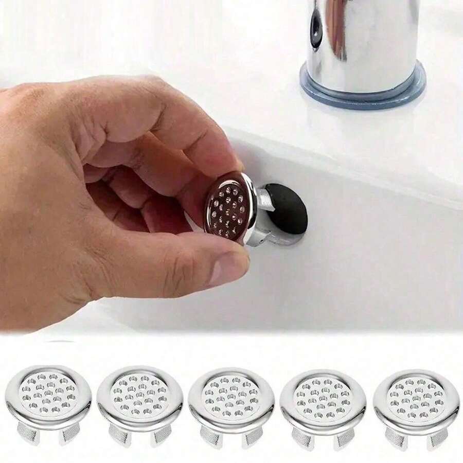 1pc Premium Plastic Double Ring Sink Hole Overflow Covers - Waterproof, Easy-To-Install, Round Shape, Structure For Bathroom And Kitchen Basins, No Joint Thread Standard, For Home Improvement, Suitable For All Users Home Bathroom Decor Summer - Multicolor - View 1