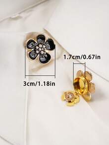 1/2 piezas Clip de cubierta de botón para camisa, decoración de gemelos sin costura, clip de flor de metal DIY para cuello de camisa, traje y vestido, accesorio de moda, regalo - A - Ver 9