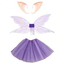 Set Sayap Peri 3 Buah, Termasuk Telinga Palsu, Sayap, dan Gaun, Cocok untuk Pesta Cosplay, Acara Tari, Pertunjukan Kostum, Tahan Lama dan Kokoh - MultiWarna - View 7