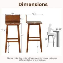 29 Inch Wood Bar Stools Set Of 2 With Solid Back And Seat-Walnut-XY219088 - FXCHDDCBQA38E0 - View 4