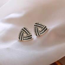 2 piezas Pendientes de tachuela con diseño de diamante de imitación - Dorado - Ver 3