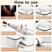 35000 RPM Professional Electric Nail Drill With Bit Holders, Touch-Button Operation, For Manicure Trimming & Gel Removal, Suitable For Nail Salon And Home Use - 白色 - 查看 5