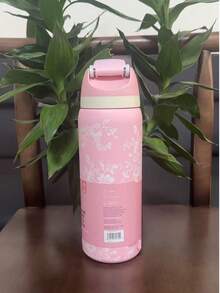 New O-WALA Outdoor Straight Stainless Steel Cup, Floral Pattern, Multi-Color Options, Minimalist Stylish Efficient Press Design - Multicolor 32oz - View 6