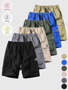 Men's Lightweight Elastic Waist Cargo Shorts Sports - Black - View 1