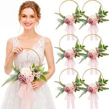 Bridal Bridesmaid Wedding Floral Hoop Wreath Artificial Flower Bouquet For Party Ceremony Anniversary Dinning Wedding Table Centerpieces Decor - Multicolor - View 1