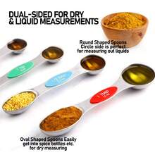 9pcs Measuring Spoon Set, Modern Stainless Steel, Household Kitchenware Measuring Spoon, Home Essentials Kitchen Gadgets Double-Ended Coffee & Baking Tool, Accurate Scale Measuring Utensils, Home Kitchen Cooking Gadgets - Multicolor - View 6