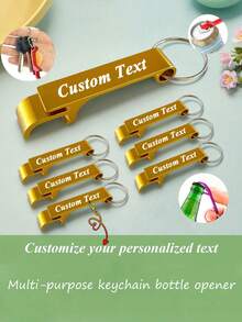 5/10/20/50pcs Customized Text LOGO Creative Beer Bottle Opener Keychain, Practical Multi-Function Event Promotional Gift, Engraved Keychain Bottle Opener, Customized Engraved Aluminum Bottle Opener Keychain - Durable, Beverage Opener, With Personalized Text, Suitable For Weddings, Business Events, Party Gifts, Promotional Gifts, Perfect For Halloween/Christmas/Easter/Father's Day - Multicolor - View 1