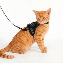 Conjunto de Arnés & Correa para Mascotas con Cubierta Protectora GPS, Kit Ajustable para Pasear Gatos y Perros, Correas Reflectantes, Diseño Transpirable - Marrón - Ver 3