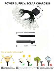 1PC 5M20LED/7M50LED Solar Water Drop String Lights - Waterproof LED Fairy Lights With 8 Lighting Modes For Garden, Pathway, Patio, Garden, Yard & Party Decor - Solar Water Droplets - View 12