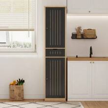 Kitchen Cabinet, 170 * 40 * 30 Cm, With 2 Doors And 1 Drawer, As Well As Adjustable Shelves For Flexible Storage. Suitable For The Kitchen, Dining Room Or Living Room. - Black - View 3