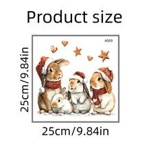 1/3Pcs Cute Christmas Bunny Wall Stickers, Santa‑Hat Rabbit Star & Heart Decals, Xmas Aesthetic Self‑Adhesive Wall Art For Bedroom Living Room Indoor Holiday Home Decor Gift - Rabbit Wall Sticker - View 5