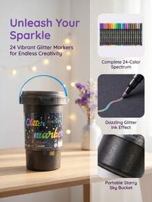 24/36/48/60/80 Colors Glitter Marker Set, Pearlescent Sequin Colored Pens, Hand-Drawn DIY Planner Card Doodle Painting Pens, Back To School - Markers - View 4