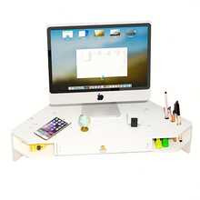 Corner Computer Riser With Drawer Storage Box. Triangular Design, Desktop Monitor Stand For Office Use. Modern And Minimalist, Multifunctional Storage Suitable For Home Or Office - View 5