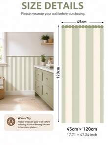 SUPSTICKER 1pc Elegant Polka Dot & Stripe Half Wall Decal, Removable PVC Wall Sticker For Bedroom, Nursery, Entryway, 3 Colors Available, 17.71*35.43/47.24 Inches - 1PC - View 15