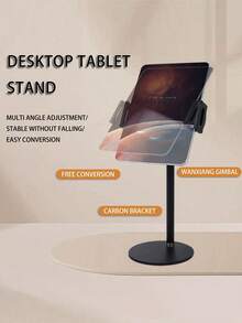 Adjustable Height Desktop Tablet Stand, Stable Round Metal Base, Ideal Support Stand For Live Streaming And Online Courses, Learning Supplies, Standing, Stand - View 3