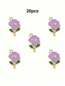 10/20/100PCS Rhinestone Rose Flower Pendant DIY Alloy Jewelry Accessories Earrings Necklace Charm Pendant Box Packaging Hanging Decoration - Rose - View 5