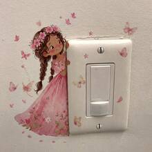 Lovely Little Girl PVC Wall Stickers Easy Install, Pretty Switch Decor For Kids Room & Kindergarten - Multicolor - View 3