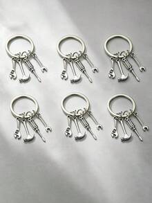 1pc/6pcs Mini Repair Tool Metal Keychain Hammer Wrench Screwdriver Combination Pendant Creative New Product Men's Small Gift Best-Selling - Multicolor - View 5