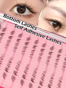 80pcs Self-Adhesive Lower Eyelashes, Natural Lightweight Cartoon Style Clustered Lower False Eyelashes, Pre-Glued, Segmented, Suitable For Daily Makeup And Beginners - C - 查看 1