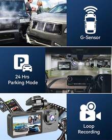 3 Channel 1080P Dash Cam Front And Rear, 1080P Dash Cams For Cars, 1080P+1080P+1080P Car Camera, G-Sensor,Night Vision, With 32GB SD Card - EL-070F - View 3