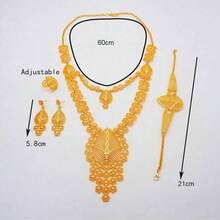 Dubai Gold Jewelry Set, African Bride Wedding Jewelry Set, Nigeria Necklace Bracelet Earrings Ring Jewelry - BJ1059 - View 3