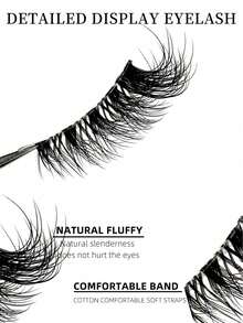 7 Pairs Natural Cat Eye False Eyelashes, Cartoon Eyelashes, Natural Transparent Stem Eyelashes, Short Soft 3D Faux Mink Eyelashes, Long Fluffy Faux Mink Eyelashes, Eyelash Extension Tool - Multicolor - View 6