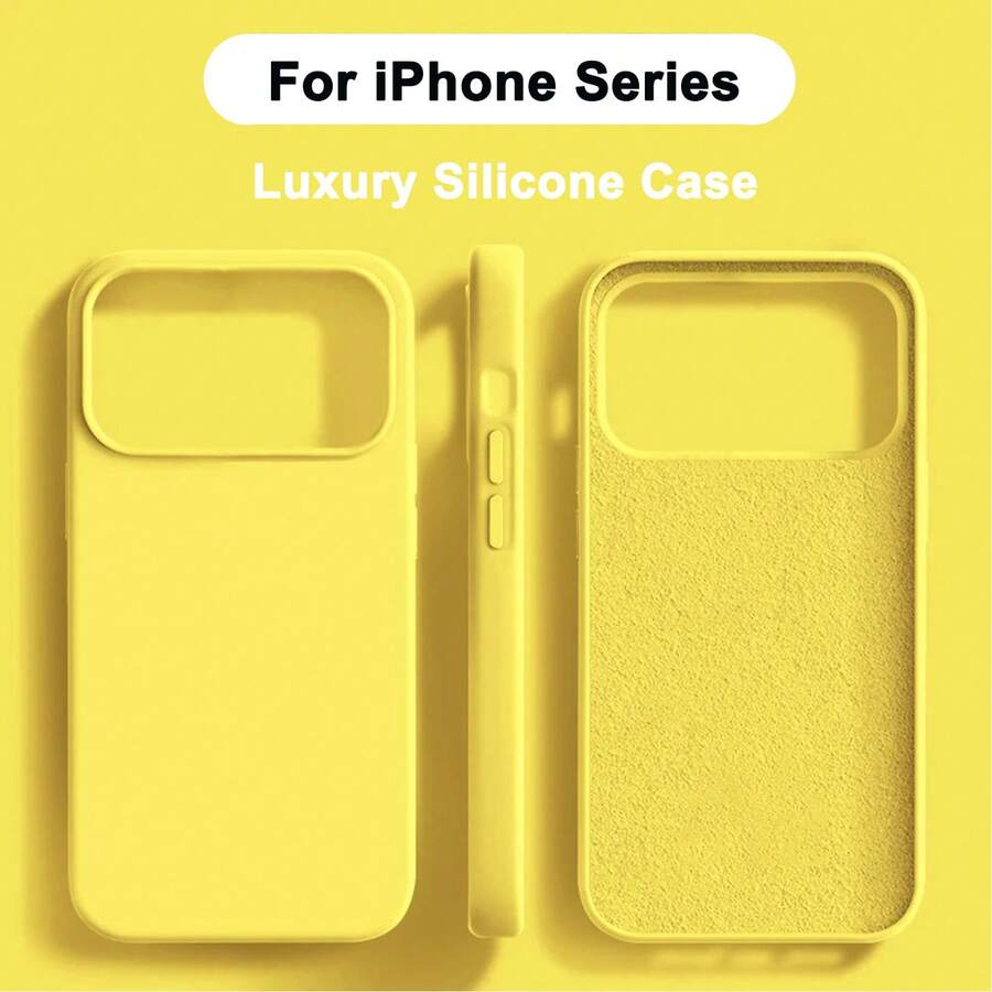 液態矽膠 3 層全包覆軟膠手機殼,適用於 iPhone 17 Pro 17 Pro Max 17,清新夏季配色,防震保護殼附防刮微纖維內裡,相容 iPhone 13 11 16 Pro Max 15 14 Plus 12 Mini XS Max 7 8 Plus - 黃色 - 查看 1