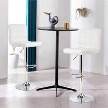 Set Of 2 Square Swivel Adjustable PU Leather Bar Stools With Back And Footrest-White-XY162876 - FXCYMFFHZJMAN1 - View 6