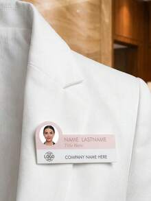 Custom Photo Name Badge, Personalized Employee Name Tag With Logo For Office, Clinic, Hospital, Restaurant & Business, Modern Professional ID Badge, Customized Staff Name Plate, Customizable Workwear Accessory, Appreciation Gift, Holiday Gift - Style a - View 5