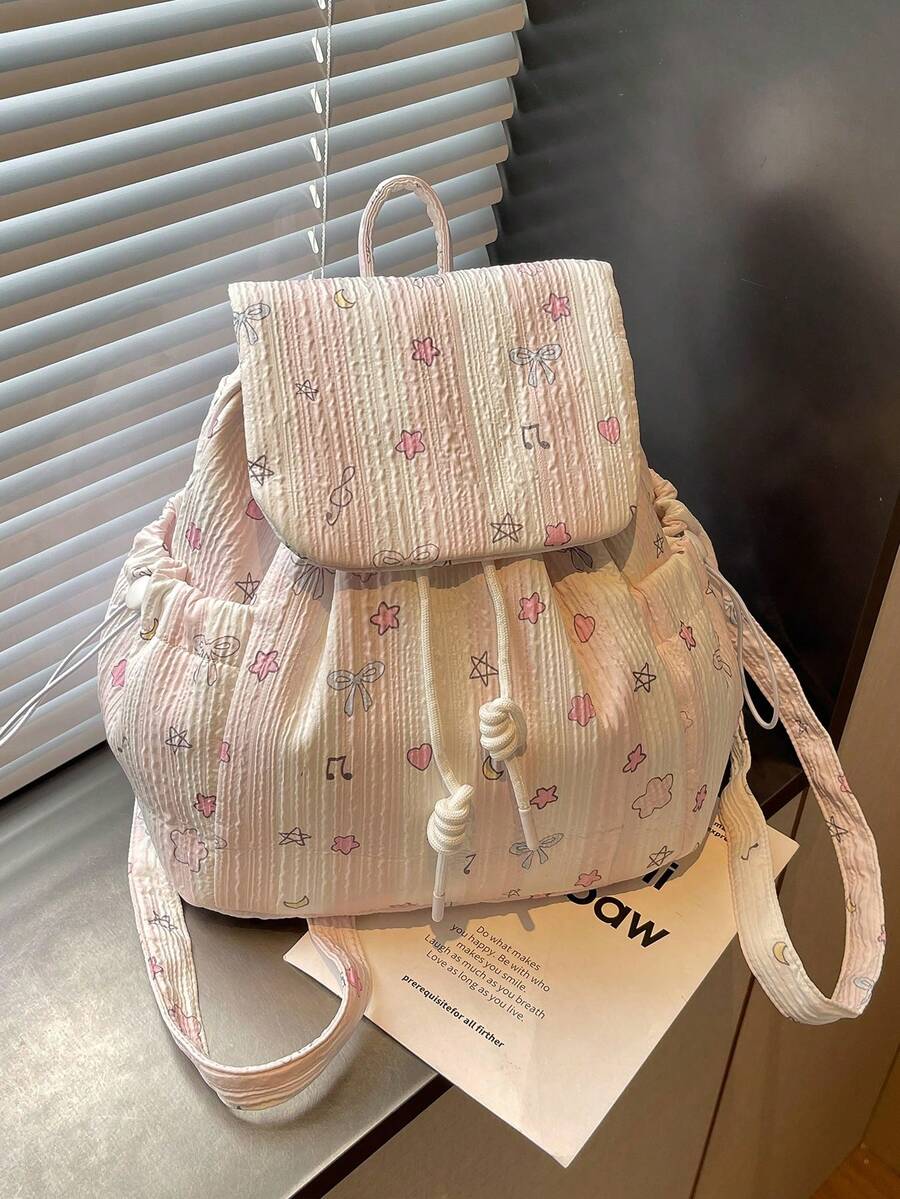 新款女款後背包，超人氣時尚蝴蝶結與星星卡通手提包，多功能大容量學生包