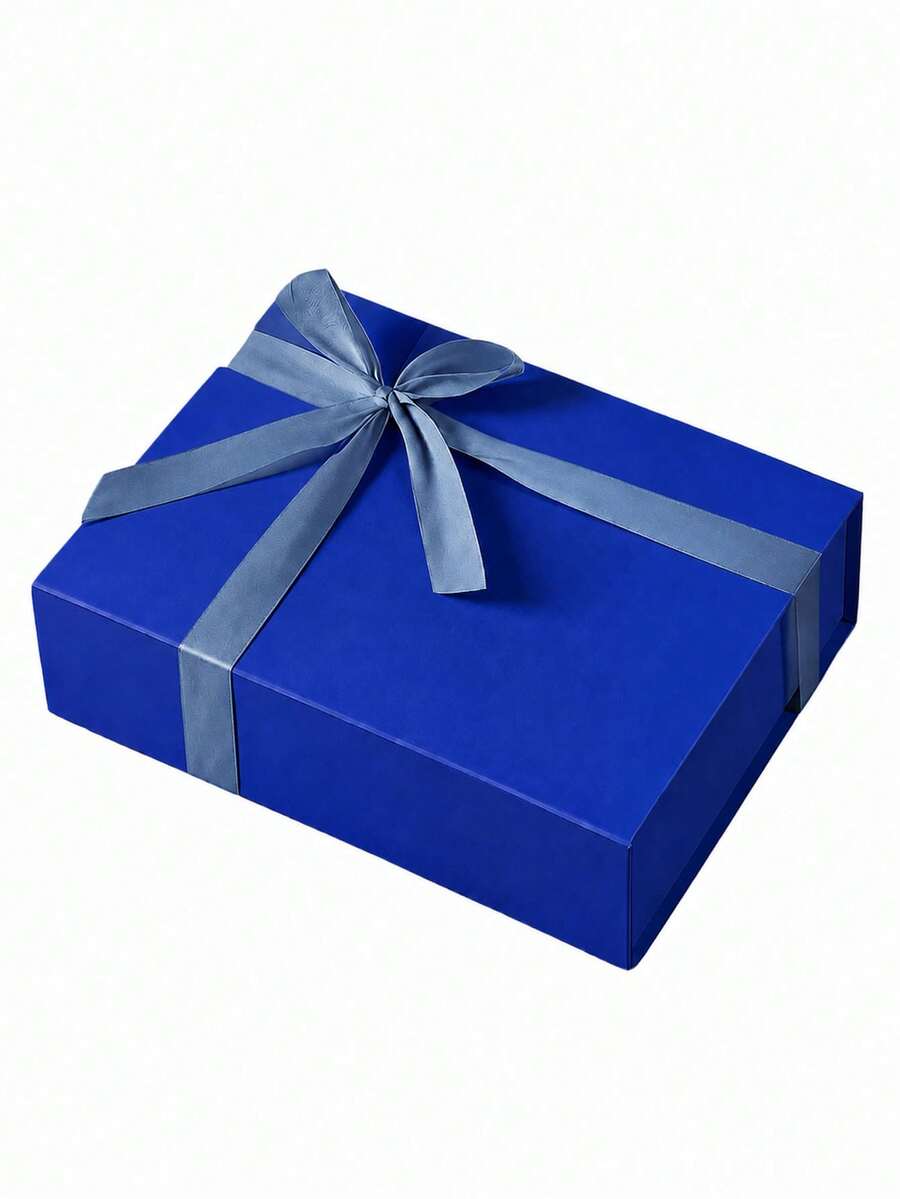 3Pcs Magnetic Gift Boxes With Ribbon, Luxury Reusable Gift Packaging Box For Christmas, Wedding, Birthday, Holiday Party Present Storage (Blue)