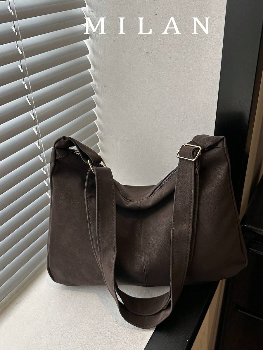 Solid Color Slouchy Versatile Japanese Literary Chic Student Casual Korean Version Women's Minimalist Dumpling Bag