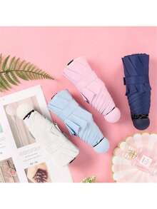 Ultra-Lightweight Portable Capsule Mini 5-Fold Sun Umbrella, UV Protection - Baby Blue - View 12