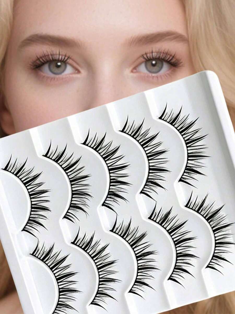 5 Pairs Cartoon Little Devil False Eyelashes, Natural Girl Group Style And Fairy Style, Tapered Tip Full Strip False Eyelashes, Exaggerated Curly European And American Style, Tweezers Included - View 1