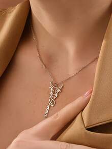 [Personalizzato] 1 pezzo Collana con ciondolo personalizzato con tema dei 12 segni zodiacali e 12 costellazioni, materiale in acciaio inossidabile, placcato oro, collana con nome della serie grafica zodiacale, regalo di gioielleria personalizzato, regalo di compleanno, regalo per le vacanze, regalo per amici, famiglia, regalo per lei - Multicolore - Visualizzare 3