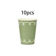 10/20/40pcs,Sage Green Cream Curly Scalloped Line Disposable Paper Cups, Minimalist Hand Drawn Loop Border Drinking Cups, Neutral Tableware For Gender Neutral Baby Shower, Rustic Garden Wedding, Spring Brunch And Farmhouse Picnic Supplies - View 13