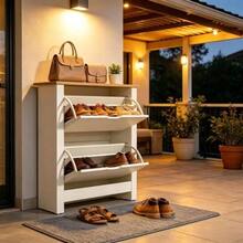 Entryway Storage Unit, Narrow Shoe Cabinet, Practical Shoe Cabinet For Bedroom (Storage Unit Only) - White - View 2