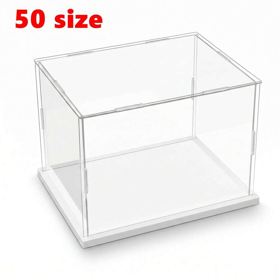 White Base Display Box, Suitable For Collectibles, Assembled Transparent Acrylic Box, Alternative To Glass Box, Suitable For Displaying Figurines, Home Storage And Organization. - White - View 1