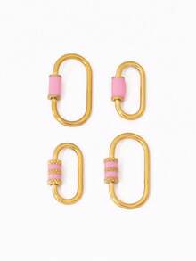 1pc Stainless Steel Oval Threaded Clasp Hook Spiral Buckle, DIY Jewelry Necklace Bracelet Making Accessories - DIY Buttons - View 6