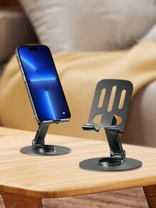 Metal Phone Stand Desktop 360° Rotating Stable Portable Sturdy Foldable All-Metal Phone Holder - Light Grey - View 2