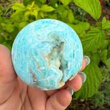 1個大號天然加勒比花紋瑪瑙球，原礦標記手工拋光，居家或辦公室裝飾石球，礦物科學愛好者的理想禮物 - 彩色 - 查看 14