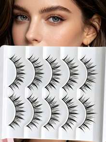 5 Pairs Cartoon Little Devil False Eyelashes, Natural Girl Group Style And Fairy Style, Tapered Tip Full Strip False Eyelashes, Exaggerated Curly European And American Style, Tweezers Included - View 2