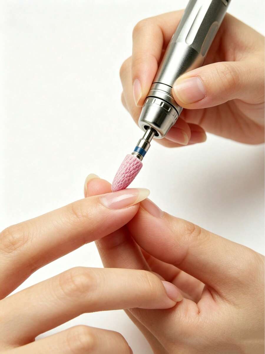 1件裝粉色陶瓷美甲鑽頭,溫和磨光拋光頭,適用於電動美甲機,美甲卸除工具,沙龍與居家美甲鑽頭 - 彩色 - 查看 1