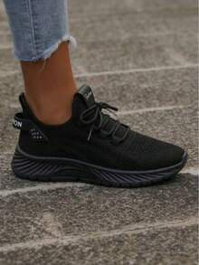 Retro Mesh Sneakers For Men & Women. Low-Top Lace-Up With Ankle Support, Non-Slip EVA Sole, Lightweight For Sports & All-Season Wear - 黑色 - 查看 6